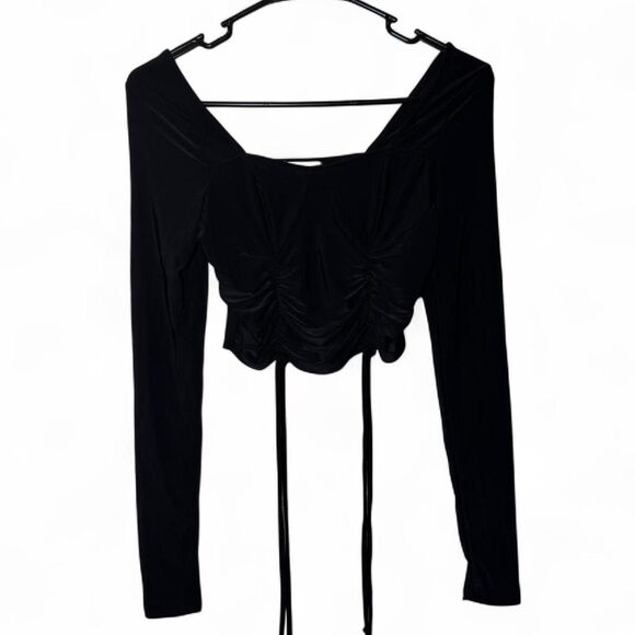 Women's Haley and June XS Ruched Crop Top Black - Picture 1 of 7